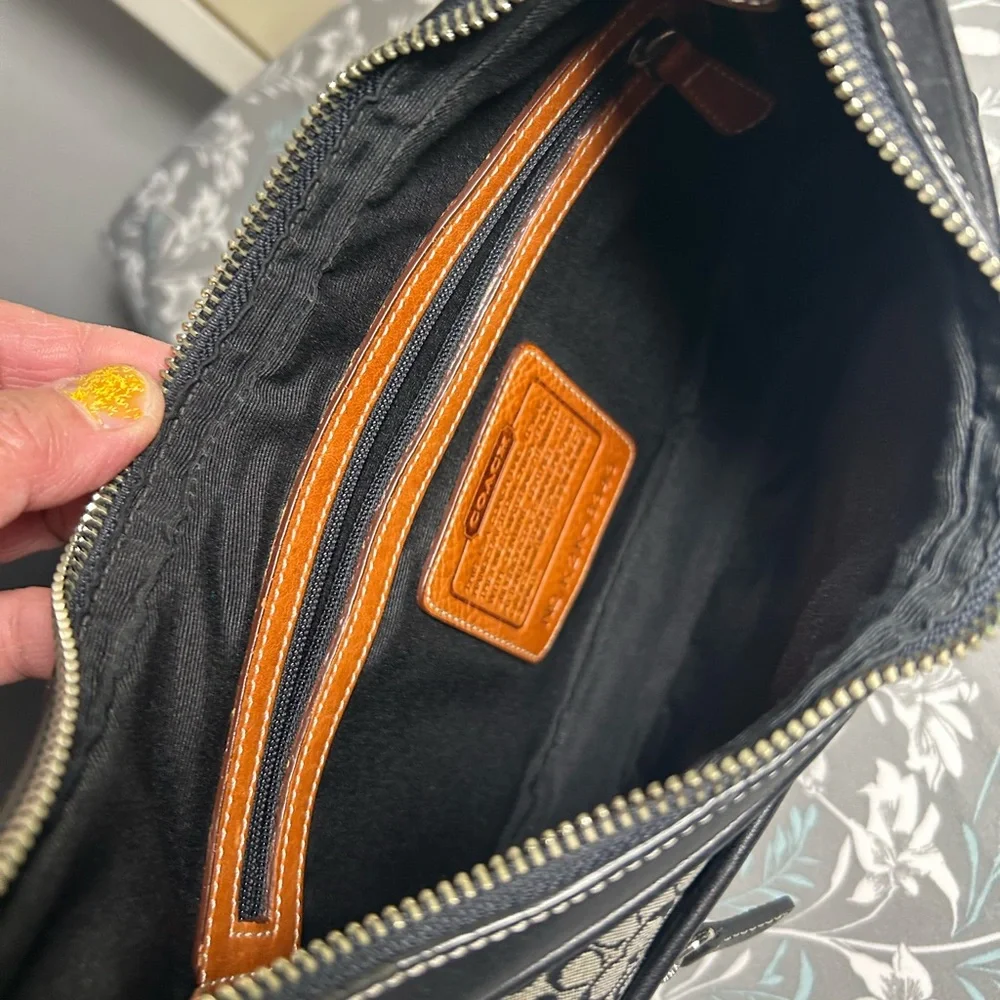 COACH Monogram Mini Signature Canvas + Leather Hobo Shoulder Bag #J2K - Picture 4 of 7